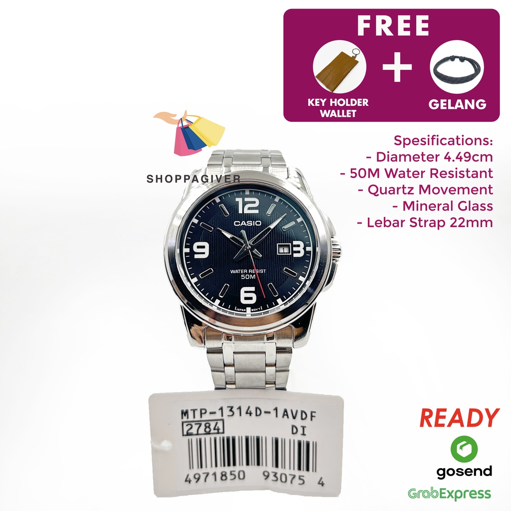 JAM TANGAN PRIA Original Casio MTP-1314D/  MTP-1314D-1A / MTP-1314D-1AVDF BERGARANSI FREE GELANG