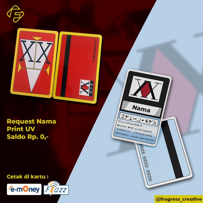 Hunter X Hunter License kartu emoney print uv - custom desain