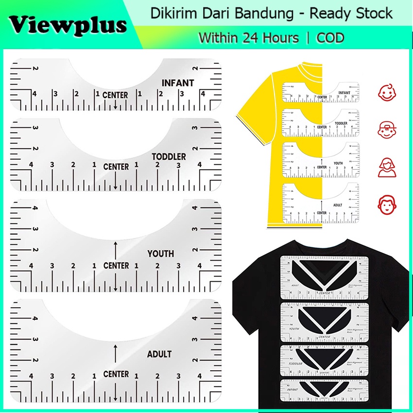 

8Pcs Penggaris Kaos Untuk Sablon DTF atau Polyflex V Neck T-Shirt Ruler Alat Penggaris Penjajajaran Kaos Untuk Desain Tengah