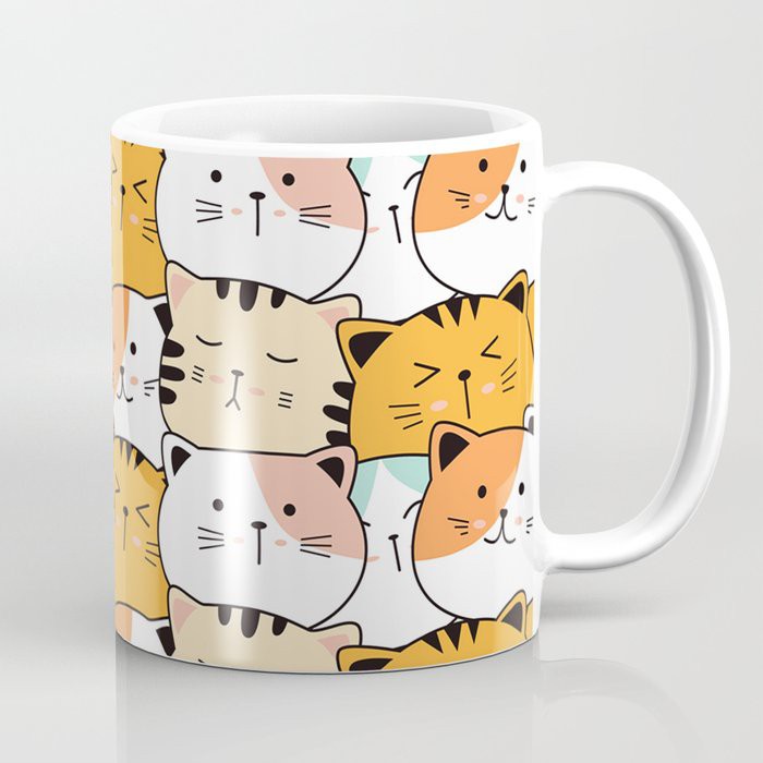 Mug Keramik | Hadiah | Kado | Hampers | Cute Cat Pattern Kawaii | Mug Keramik | Mug Custom