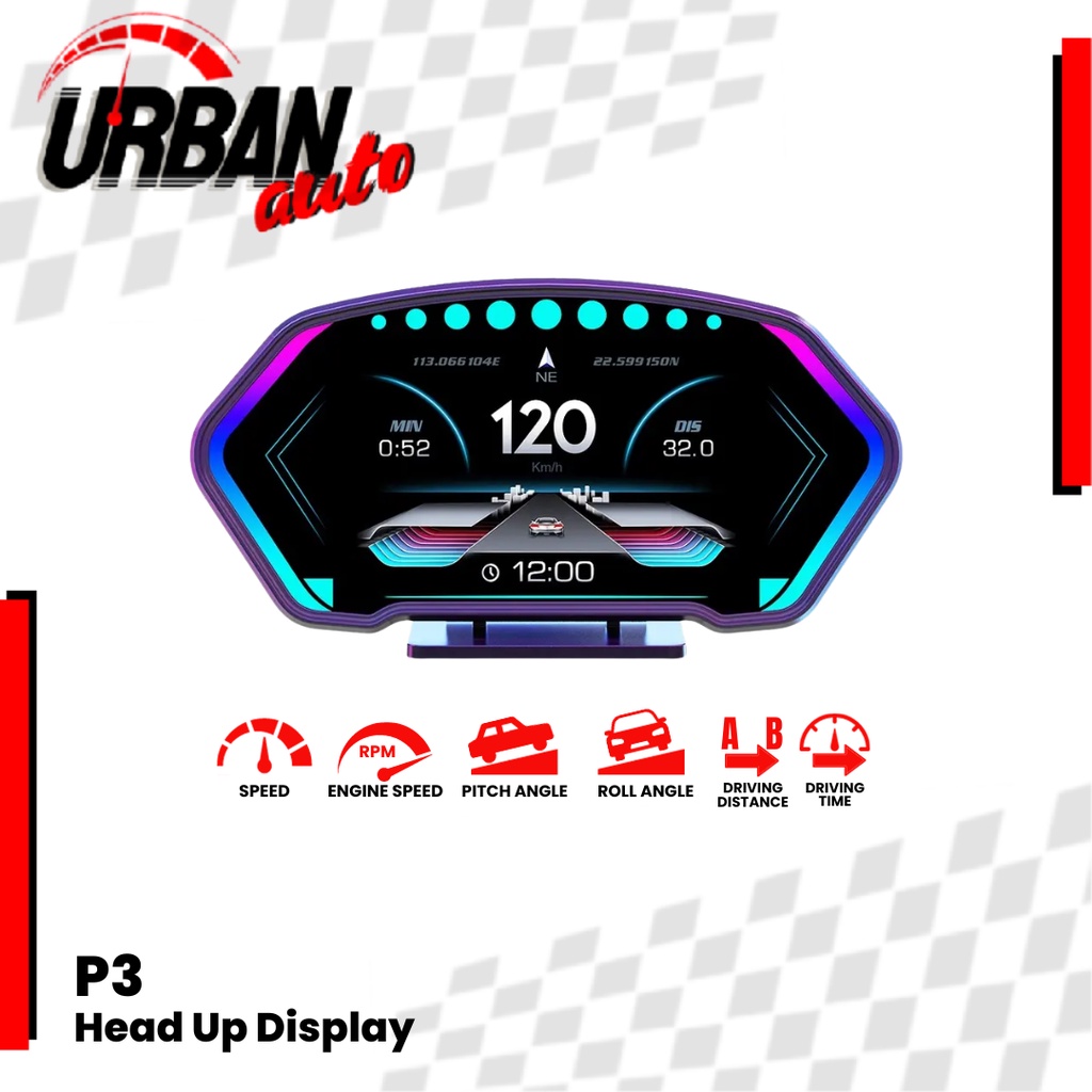 Car Head Up Display P3 HUD OBD2 GPS Speedometer Turbo