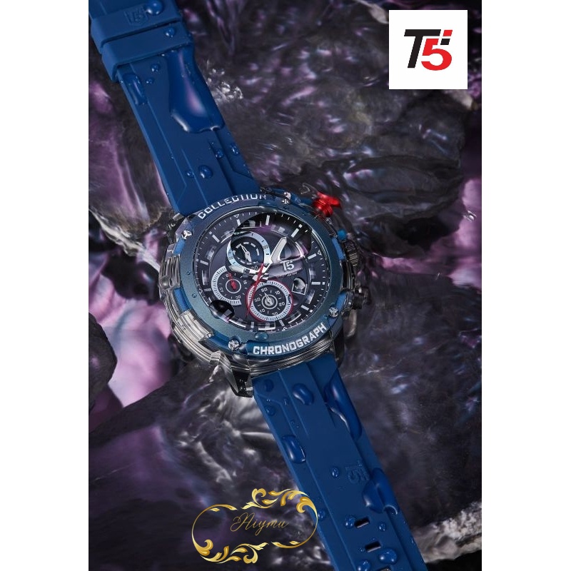 Jam Tangan Pria T5 H 4015 / T5 Collection H 4015G Cronograph Original Tahan Air Bergaransi free tin 
