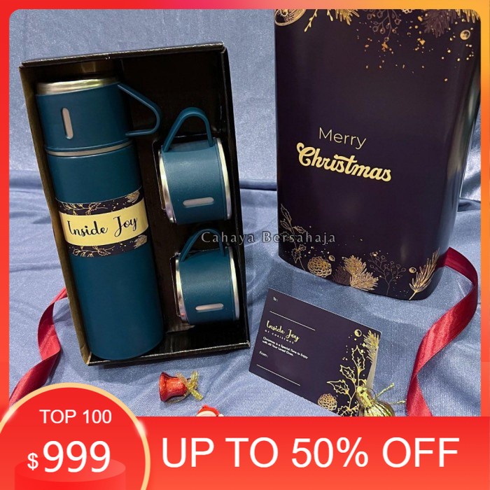 

KADO NATAL/ DEKORASI NATAL/ Hampers Natal Christmas Kado Tumbler Termos Murah Unik Parsel Gift Set - Biru