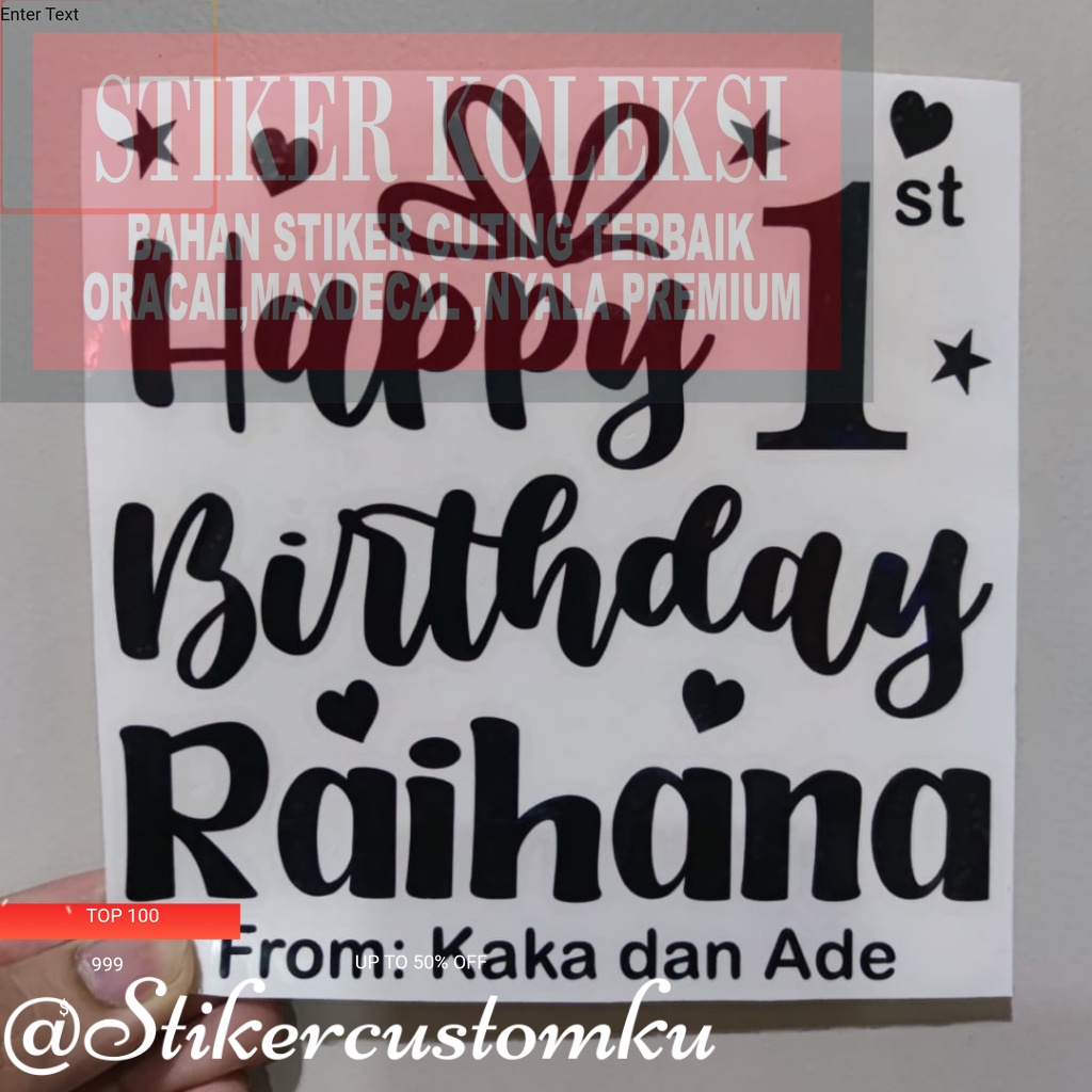 

Stiker Custom Untuk Balon PVC 10 inch Ukuran 15x15cm Stiker Akrilik