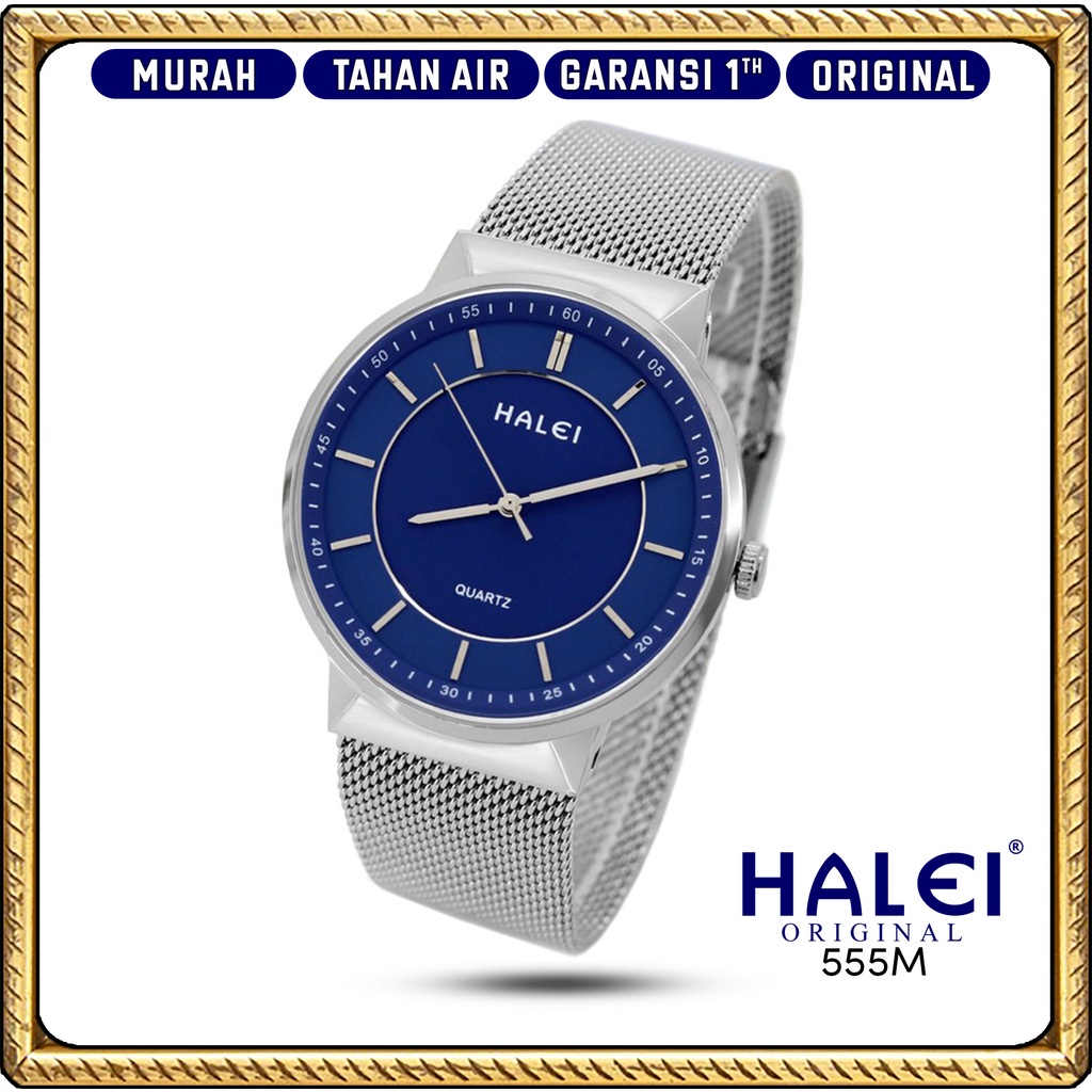 Halei Watch 555 M - Jam Tangan Halei Rantai Pasir Analog Kekinian - Tahan Air dan Garansi 1 Tahun. F
