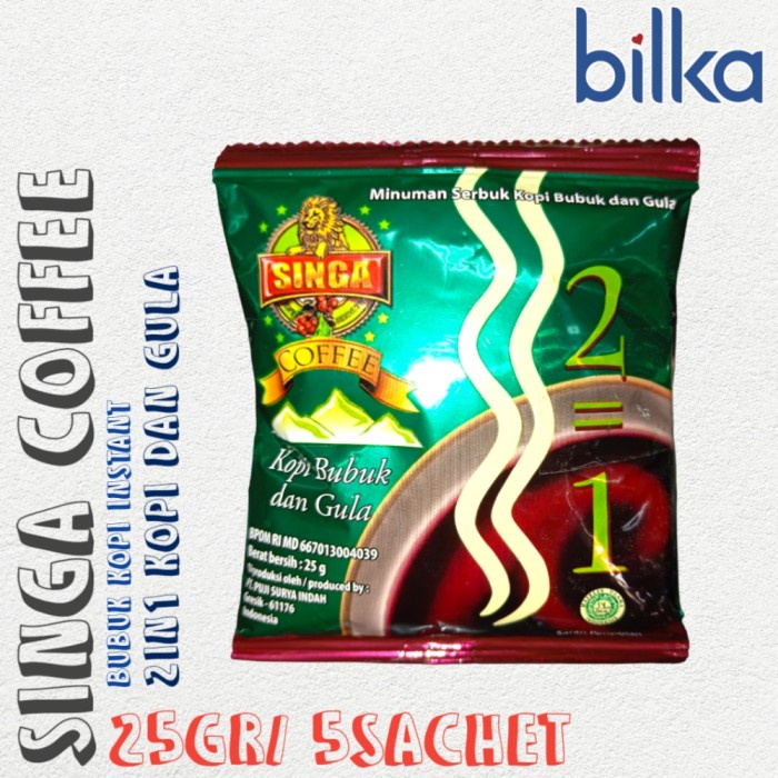 

KOPI BUBUK CAP SINGA KOPI BUBUK DAN GULA 5X25GRAM.