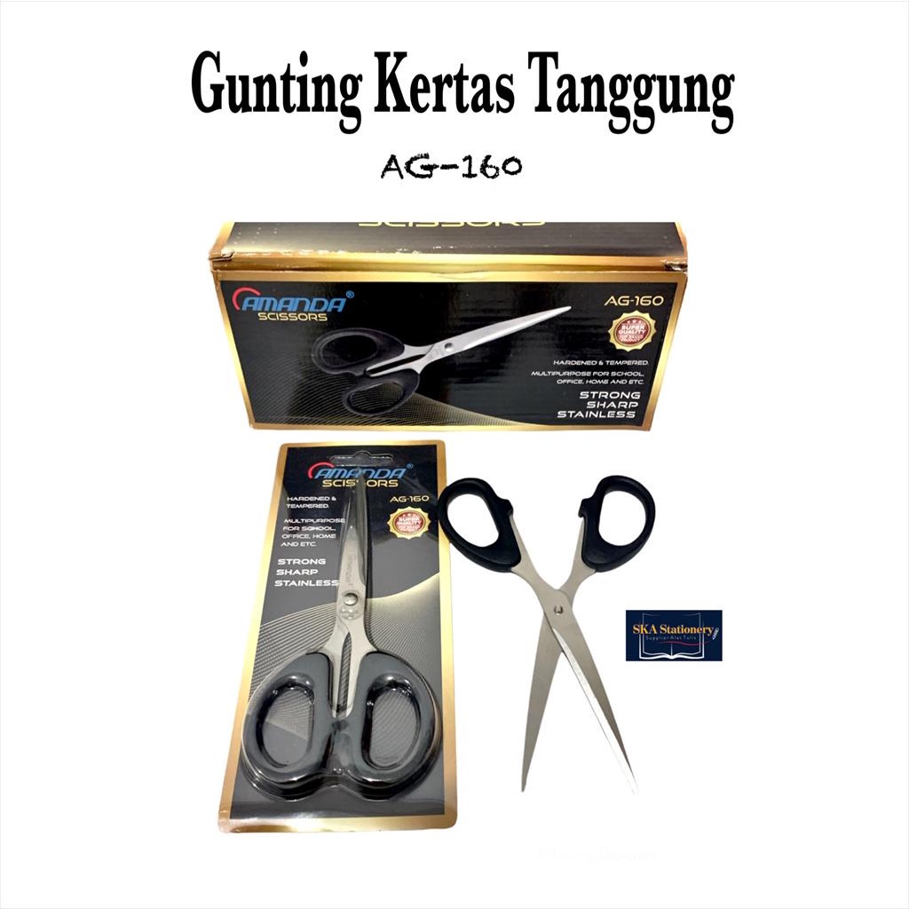 

Gunting Kertas Gunting Pemotong Kertas Tanggung Hitam Stainless AG160 (Pcs) Gunting Potong Serbaguna