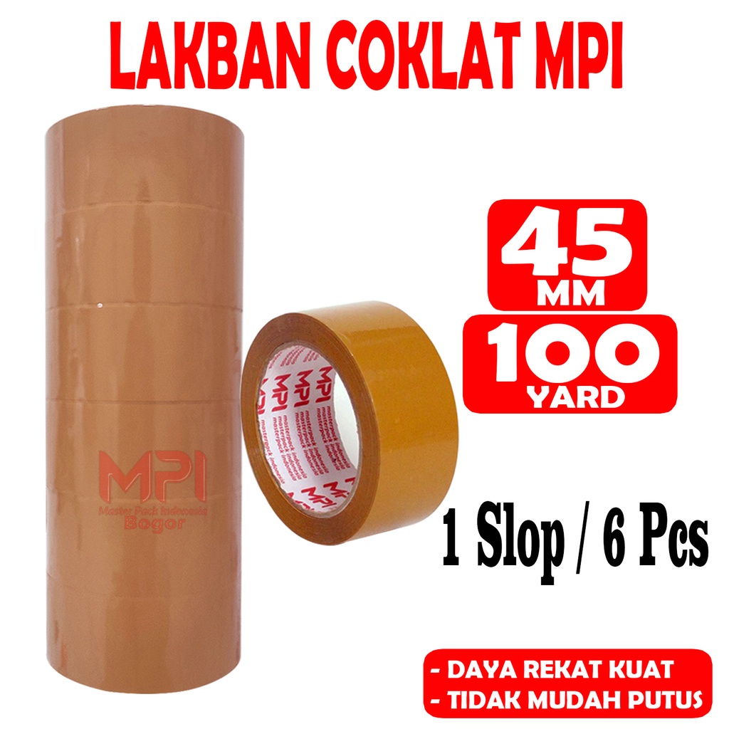 

1 SLOP ( 6 PCS ) - Lakban Coklat MPI 45 mm x 100 yard BC - Lakban Untuk Packing - Master Pack Indonesia