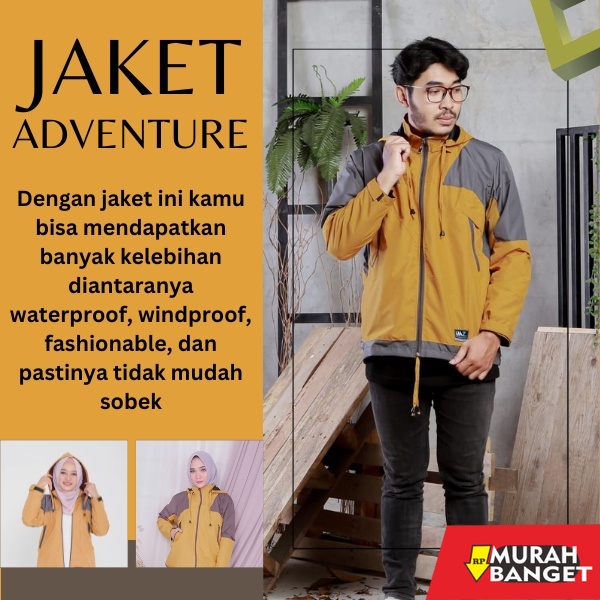 Outer pria  ukuran besar- Jaket gunung pria wanita parasut waterproof consina arei jumbo tebal origi