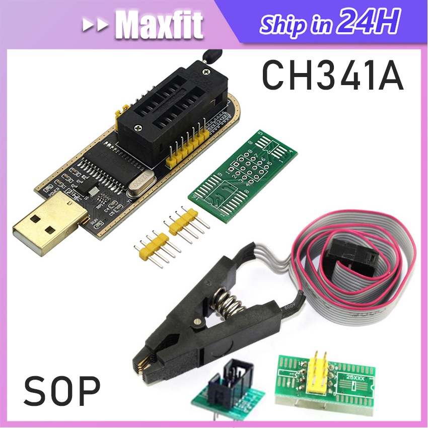 Ch341A USB Programmer Paket Komplit alat Flash IC Eeprom TV Led Bios CH341A CH341 CH 341 24 25 Serie