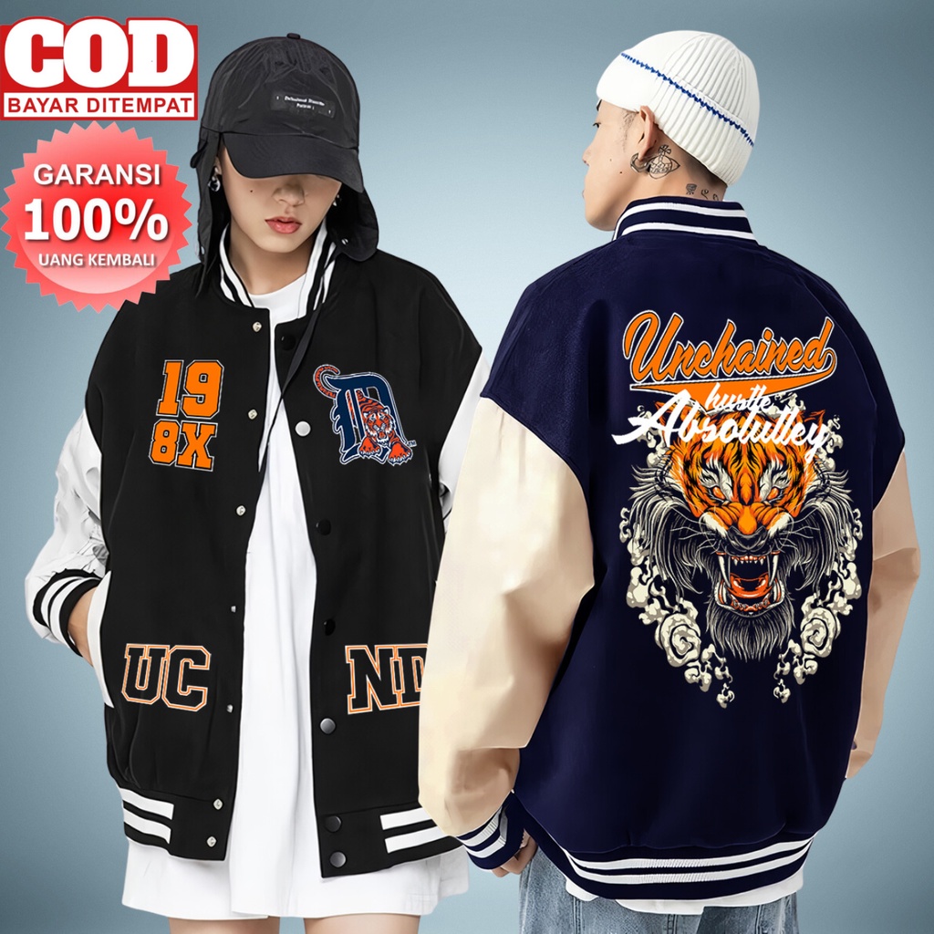 PROMO COD Jaket Varsity Motif Japan Varsity Pria Wanita Varsity Polos Jumbo M-XXL Varsity Besar M-2X