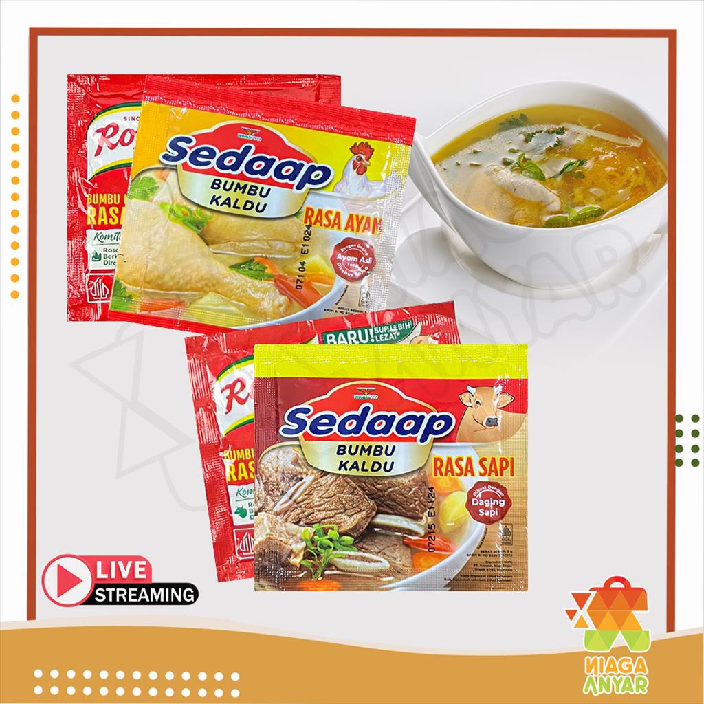 

NA Sedaap Royco Bumbu Kaldu Rasa Ayam Sapi Sachet / Penyedap Rasa Instan Beryodium Satuan Sedap