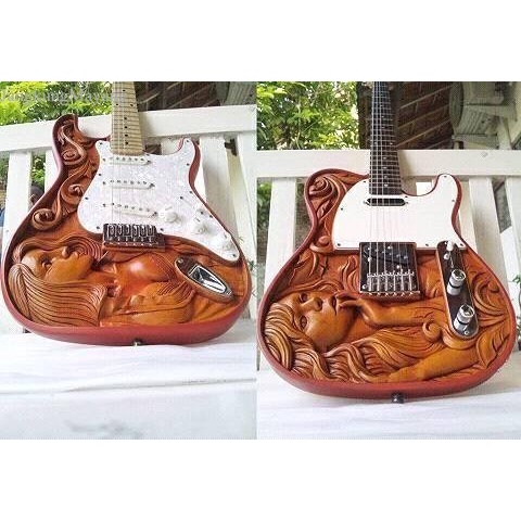 

body gitar ukir kayu mahoni super bahan MENTAHAN TNP KLENGKAPAN fnx017 murah