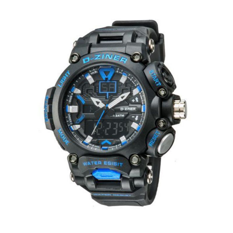 JAM TANGAN PRIA ORIGINAL D-ZINER 8298 DOUBLE TIME TALI RUBBER WATER