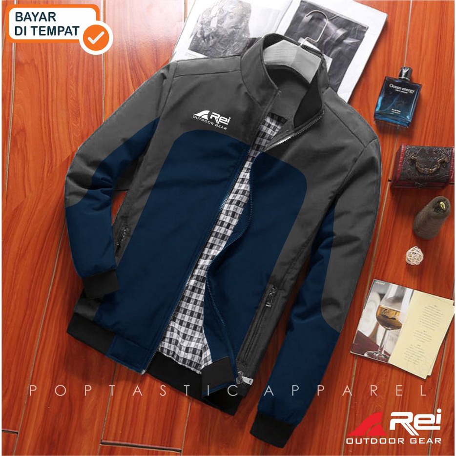 ORIGINAL Jaket Pria REI Outdoor Semi Waterproof Anti Air Jaket Harrington Musim dingin