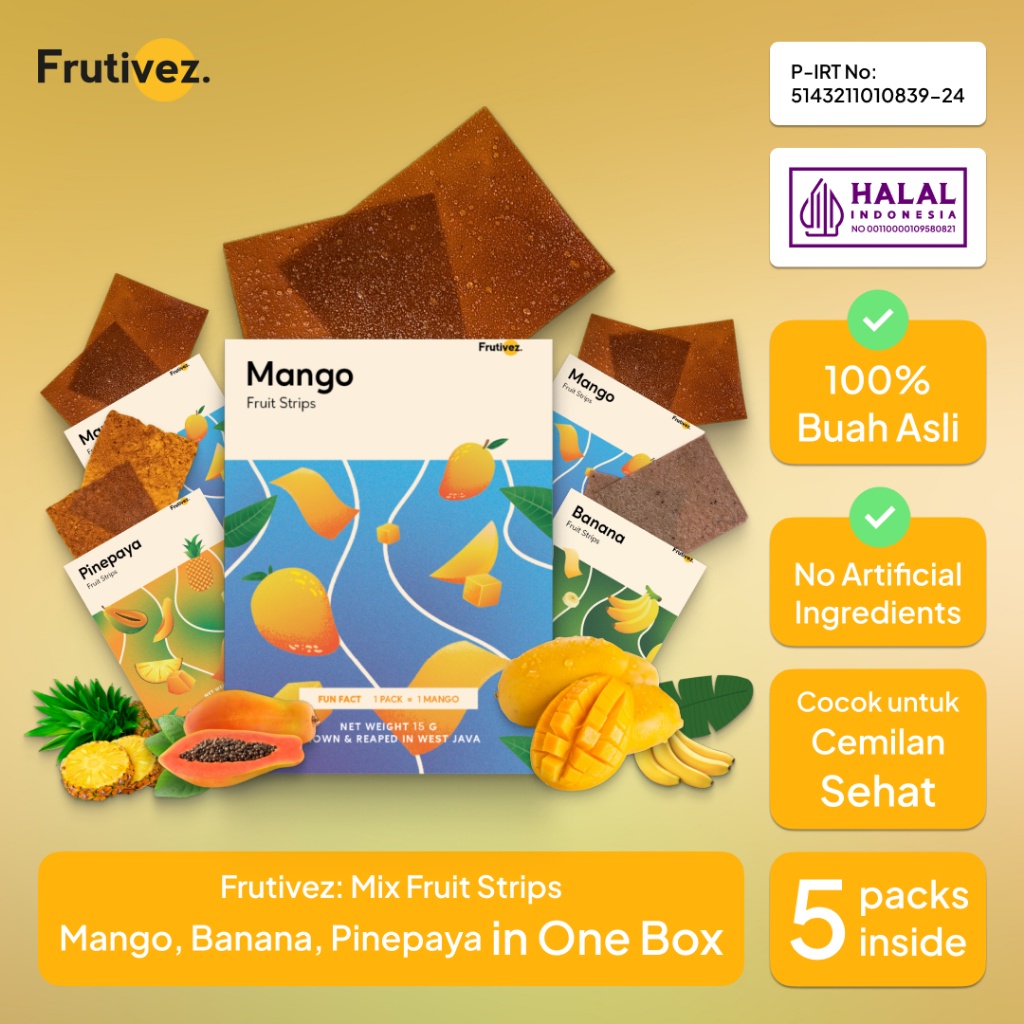 

[5 Pack] Frutivez FrutiMix Fruit Strips - Dehydrated Fruits - Snack Cemilan Buah