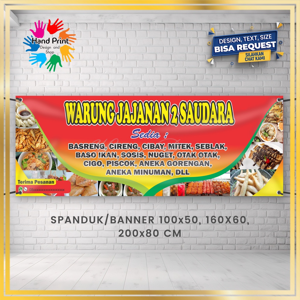Cetak SPANDUK / BANNER MMT Angkringan Jajanan Martabak Manis Roti Bakar Baklor Cibay Gorengan Spandu