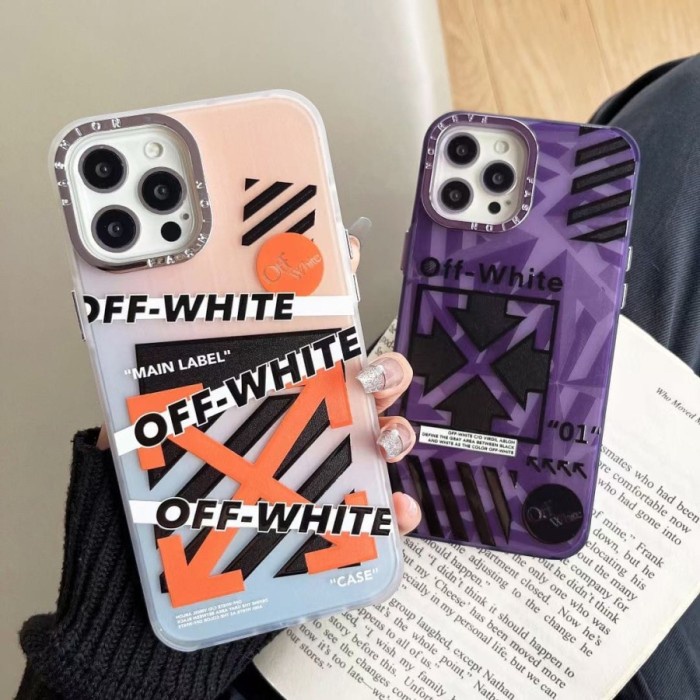 Iphone 12|13|14 Pro Max | Plus Hard Case Premium OFF WHITE Motif Soft - ORANGE OFF-W, 12/12 PRO