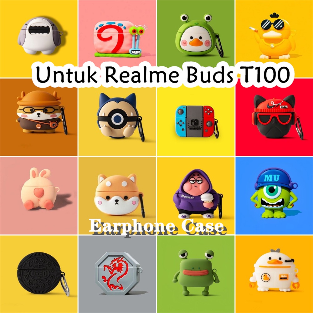 【inovasi】Untuk Realme Buds T100 Case Kartun siput Soft Silicone Kasus Telpon telinga Earphone Case C