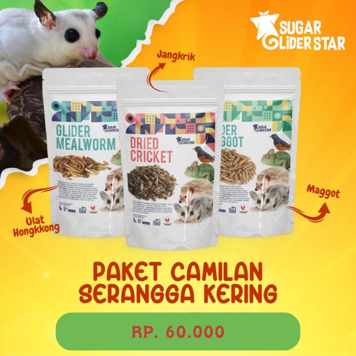 

PAKET SERANGGA / CAMILAN MAKANAN PROTEIN SUGAR GLIDER TUPAI / SNACK SG