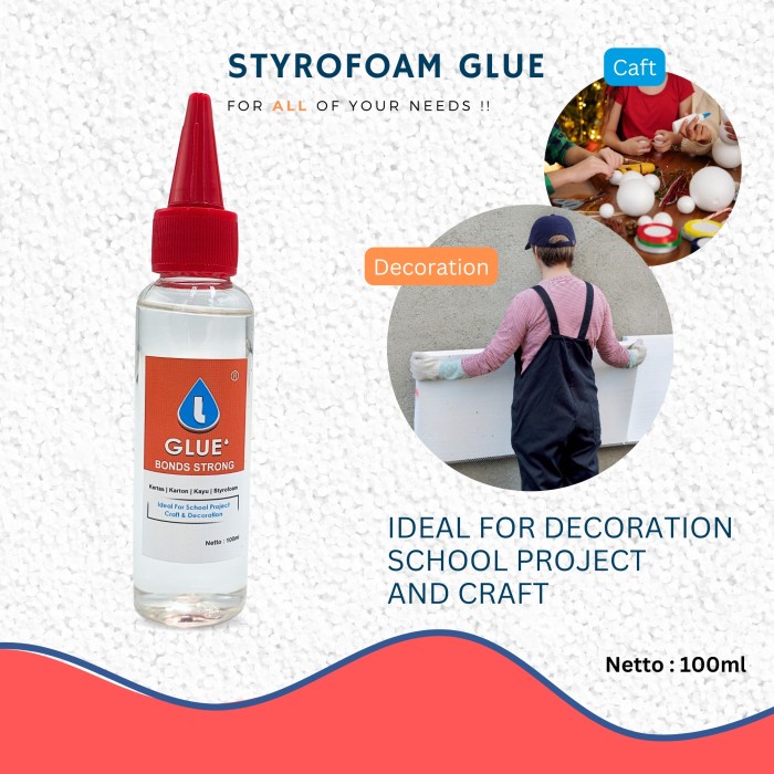

L-GLUE Lem Dekorasi kerajinan gabus styrofoam Sterofoam Glue 100 ml