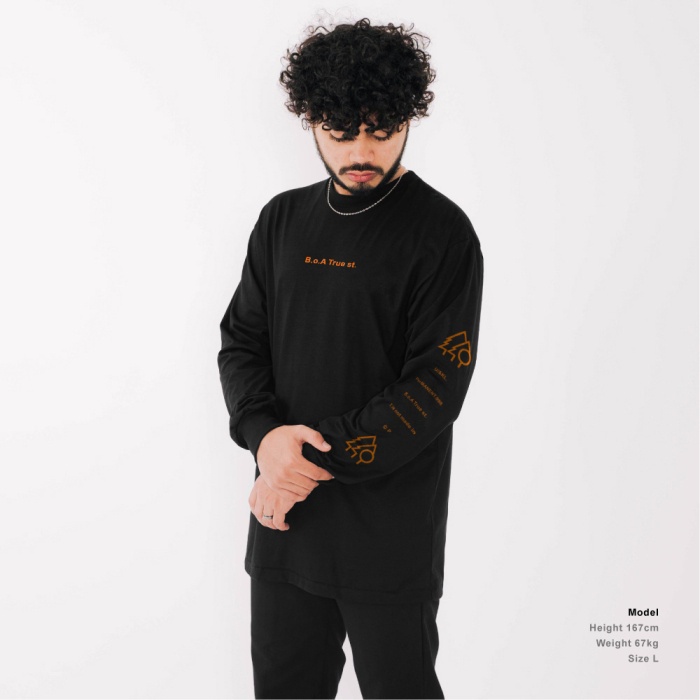 UNKL347 Kaos Longslevees Katun Kaos Lengan Panjang Motif Hitam TRSS