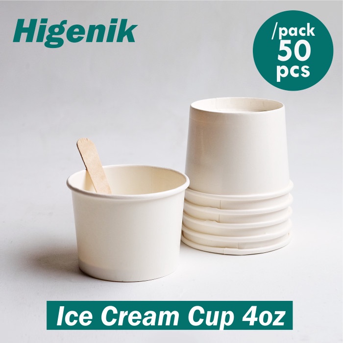 Papercup Ice Cream 4oz / Cup Es Krim Gelato Glossy Tahan Air