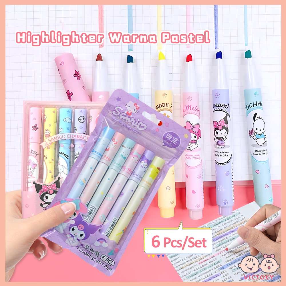 

VICTOKY 6 Pcs/Set Highlighter Pen / Stabillo Warna Warni
