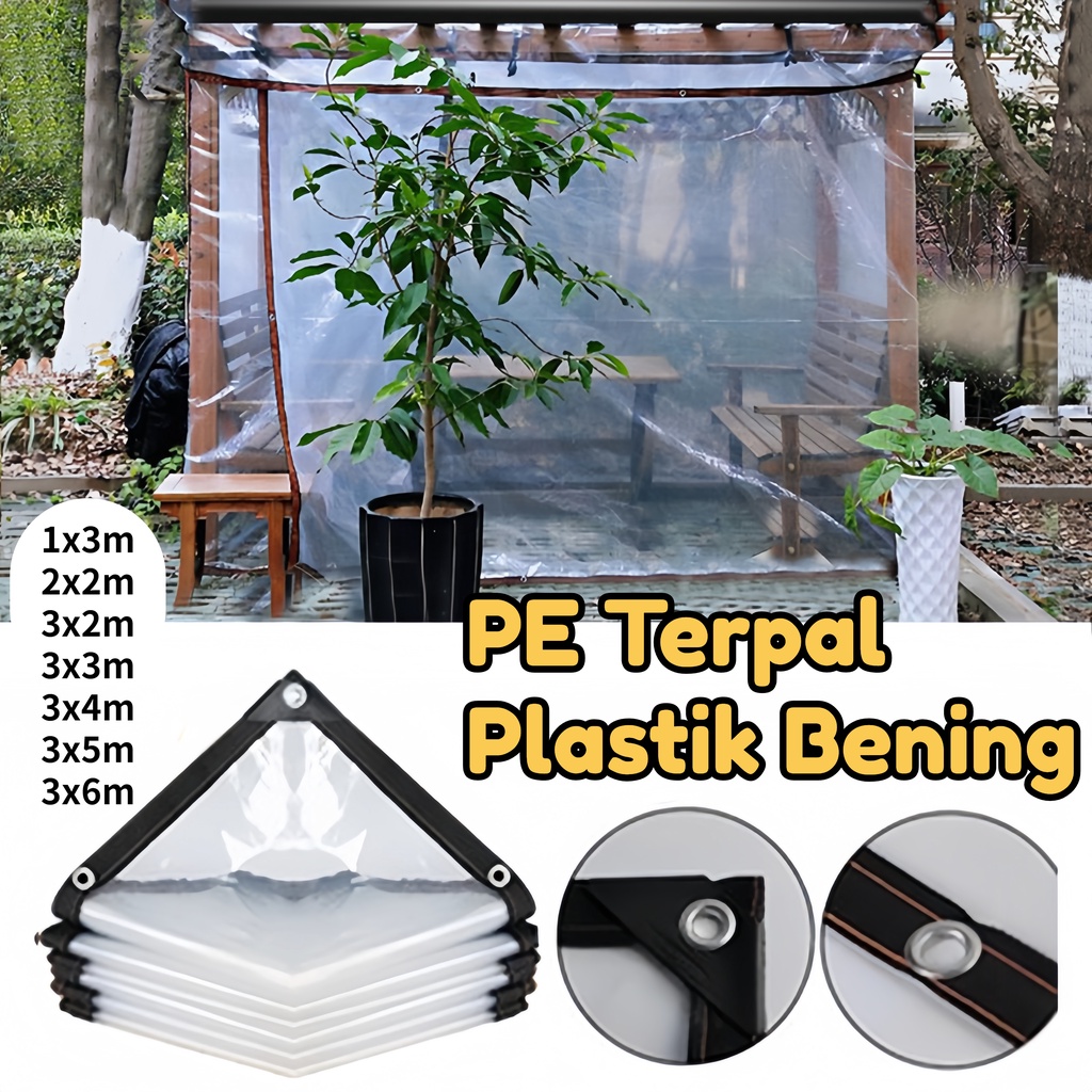 Terpal Plastik Bening Transparan/ PE Tirai Plastik Transparan Bening Clear / Plastik Tenda Antiair A