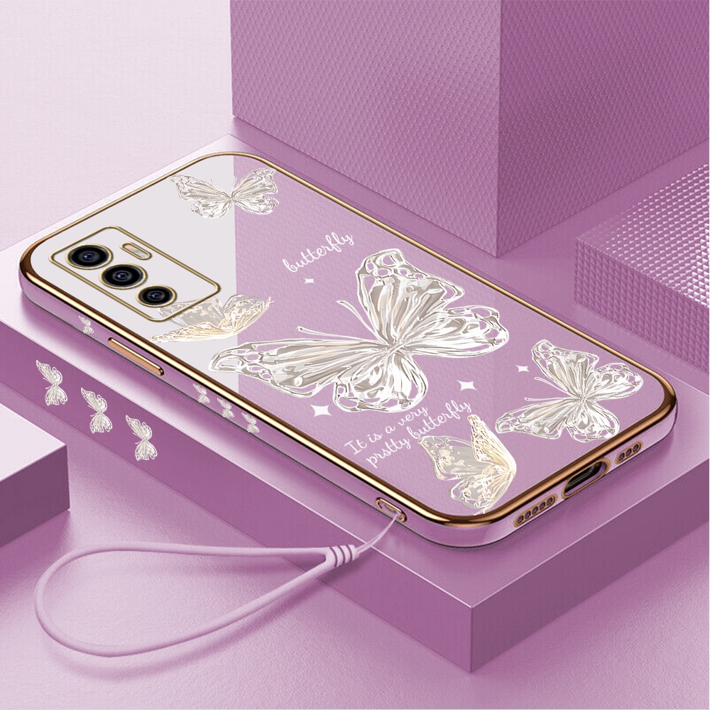 Casing Hp Untuk Vivo V23E 5G Silikon Softcase Handphone Light Luxury Diamond Butterfly Soft Kesing C
