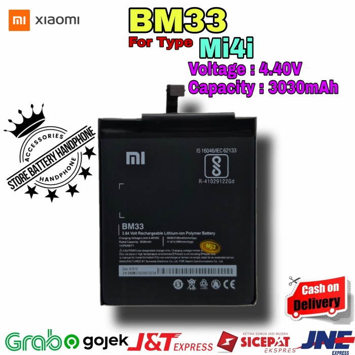 Battery Baterai Batrai Batre Xiaomi BM33 BM 33 MI4I MI 4I