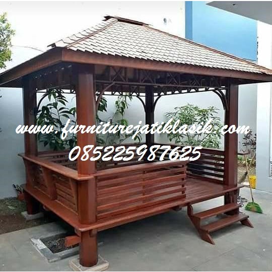 Gazebo Jati Minimalis Klasik, Jual Gazebo Jepara Minimalis Kayu Murah