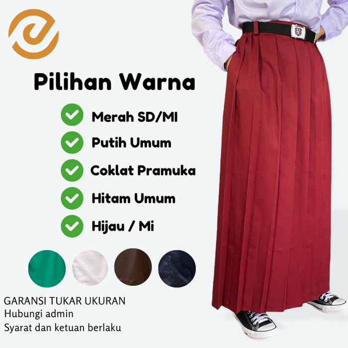 

[MEDAMART] DISKON Seragam Sekolah Rok Rempel SD/MI warna merah,putih,hitam,coklat&hijau Hitam, 70
