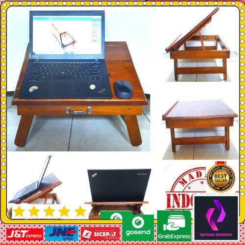 Stand Laptop Kayu Mahoni Jati Size L Meja Lipat Hijrah 40x50cm 124101