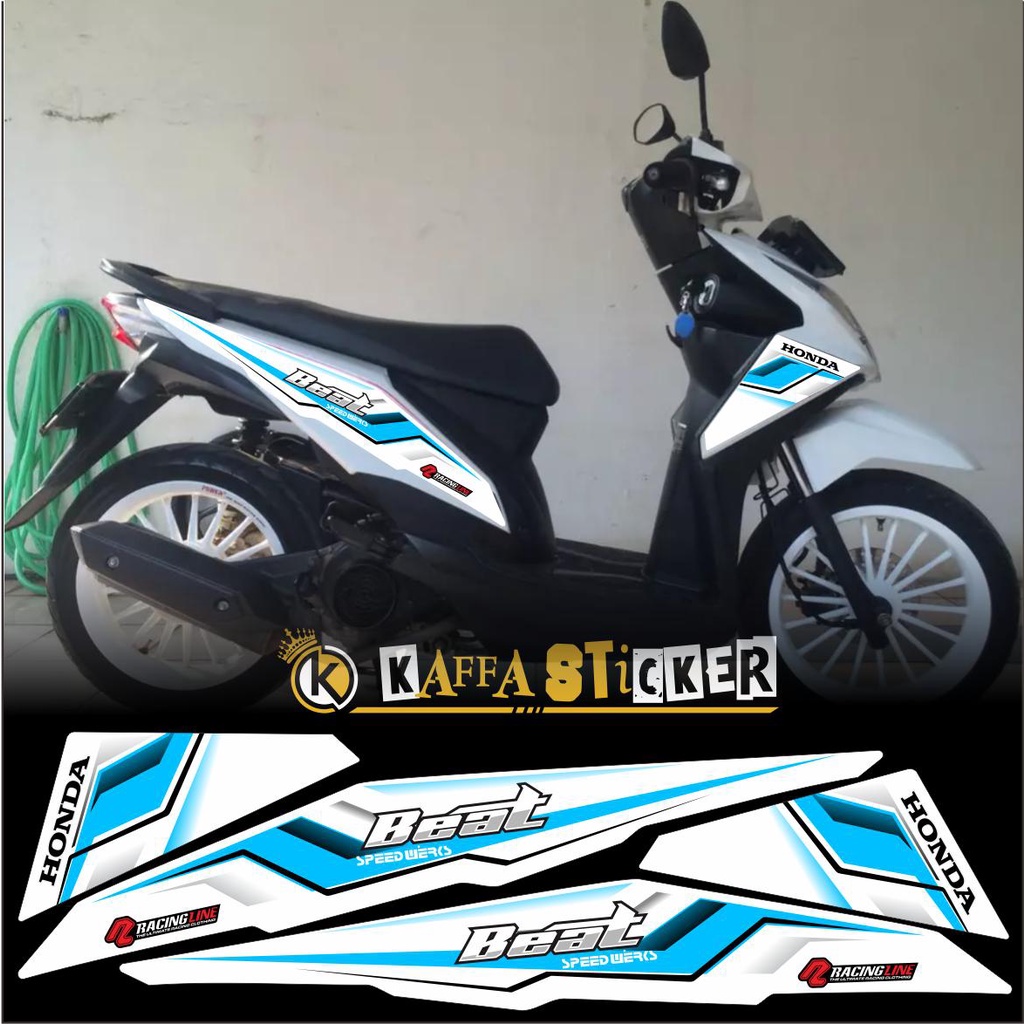 VARIASI LIS STRIPING BEAT FI INJEKSI STICKER LIST BODY MOTOR BEAT FI POLET LIST BIRU MUDA STYLE VARI