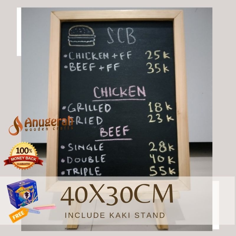 

Standing mini chalkboard 30x40cm papan tulis kapur blackboard