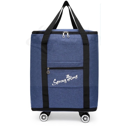 Organizer tas travel lipat mudik besar, Tas besar belanja dengan roda - Navy
