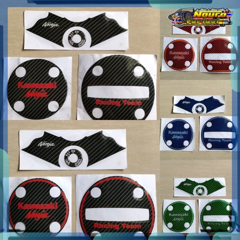 Stiker emblem timbul kawasaki ninja r ss new segitiga kunci kontak blok mesin   bagus