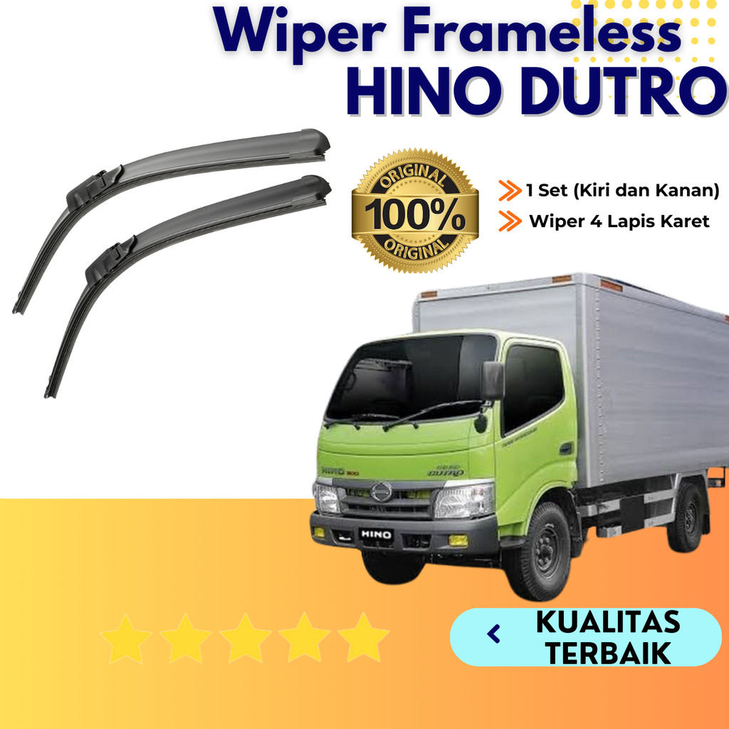Wiper Frameless Mobil Frameless Hino Dutro 110 / 130 Sepasang 2 PCS Kiri dan Kanan Tanpa Rangka Besi