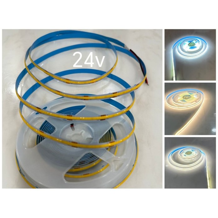 Strip Led COB DC 24volt 5 meter 320led / Lampu Strip Light COB IP33 - 24V Putih