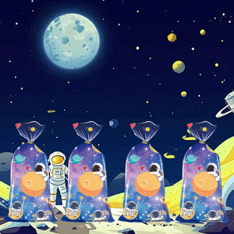 

50 PC PLASTIK KEMASAN BINGKISAN KUE COOKIES SNACK HAMPERS PESTA ULANG TAHUN ANAK MOTIF ASTRONOT PLANET LUAR ANGKASA