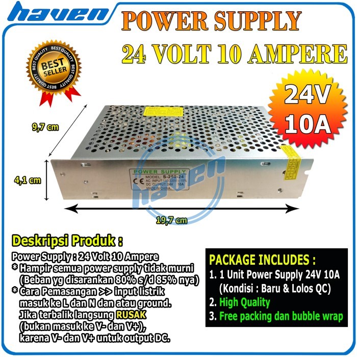 POWER SUPPLY 24V 15A / PSU 24V 15A SWITCHING POWER / PSU JARING - 24V 2A