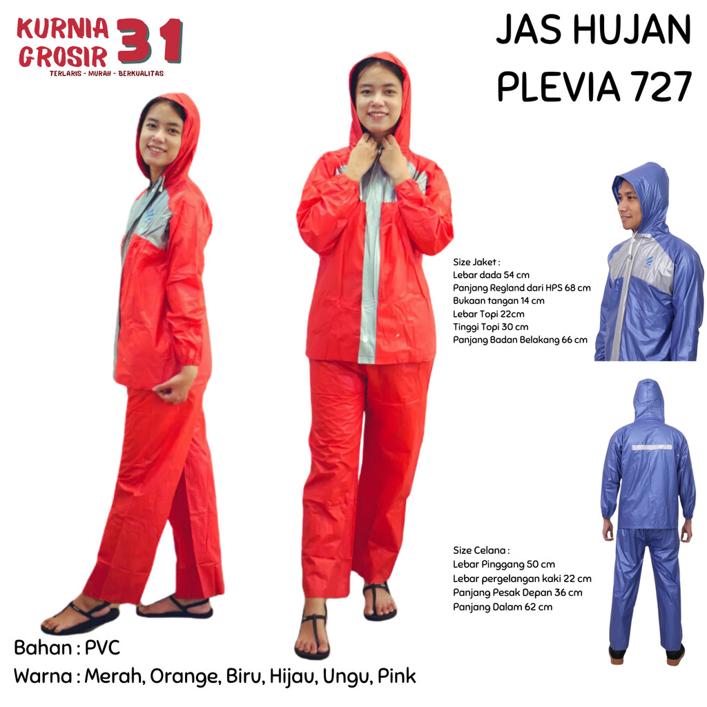 Jas Hujan PLEVIA 727 Jaket Celana / Mantol Anak Remaja Laki Perempuan Kombinasi