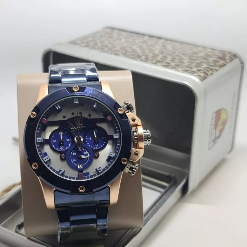 TERMURAH Jam Tangan Pria Leopard Mickey Original Rantai Body Bulat Chrono&Tanggal Aktif Box Exclusiv