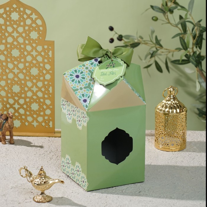 

Box Hampers Lebaran Fitri KERUCUT HIJAU KLEPON | Muat 3 Toples