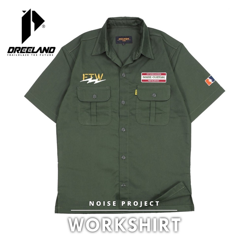 Dreeland Kemeja Workshirt Emerald Green Noise Pria Wanita