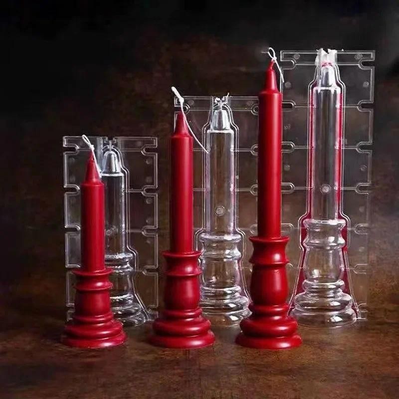 

Large Church Candle Mold Handmade Long Pole Candlestick Shaped Acrylic Plastic Mold Candlelight Dinner Decoration Candle Made