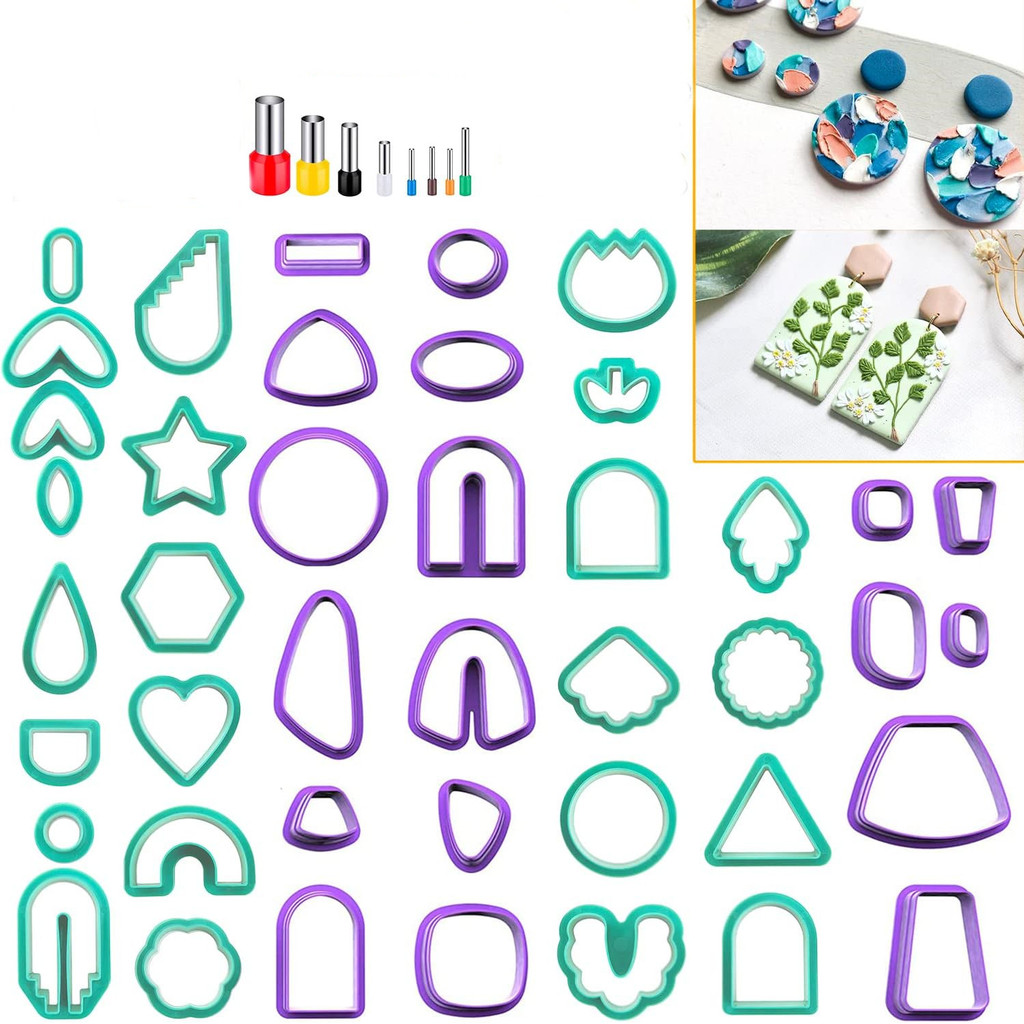 

Polymer Clay Cutters for Earring Making Tools Set Different Shape Plastic Molds Handmade Pottery Ceramic Craft Jewelry Diy Supp