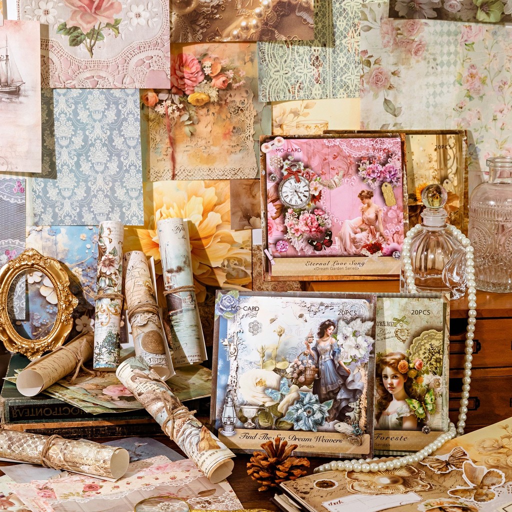 

Mr. Paper, 20pcs/bag, Vintage British Floral Girl Stickers, Scrapbook Diary Stickers, Decorative Photo Frame Card Paper