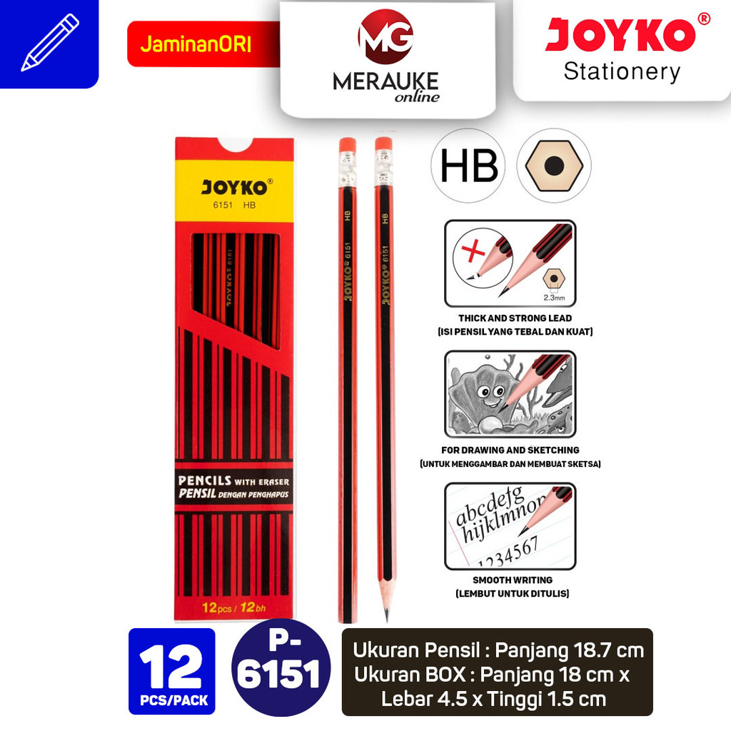 

Pensil Joyko 6151 | HB | 1 Box 12 Pcs